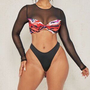 NWT - Long sheeve mesh bikini with matching bottoms
